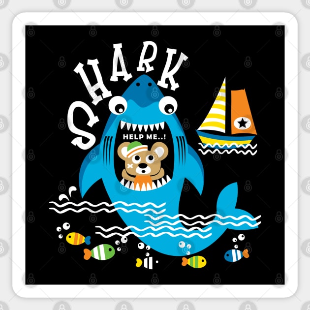 Shark Bear Mouth Cartoon Sticker by Mako Design 